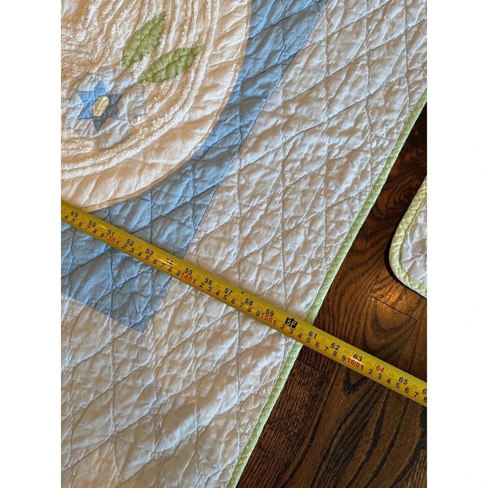 Twin Sized quilt, appliqué, and chenille with matching sham